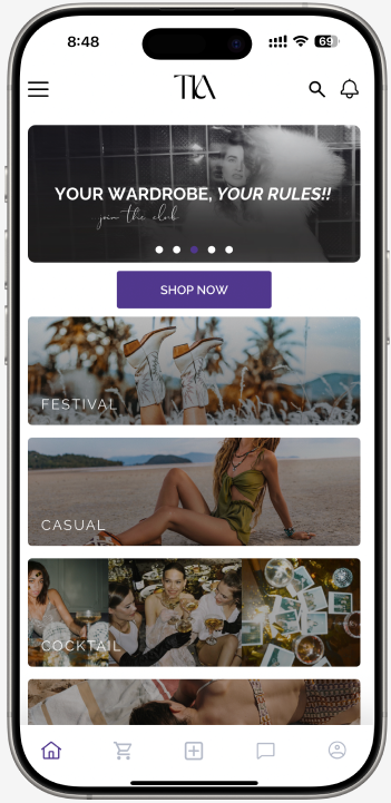 Tia Fashion Rental App on Smartphone
